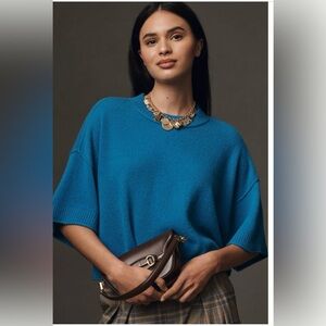 Anthropologie Blue Sweater Poncho